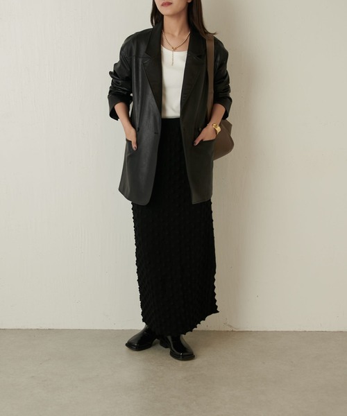 Lui's（ルイス）の「リブロンT（Tシャツ/カットソー・レディース・オフホワイト/ブラック/チャコールグレー・FREE）」の4枚目の写真