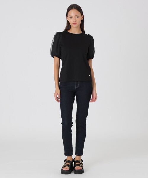 BLUE LABEL CRESTBRIDGE(ブルーレーベルクレストブリッジ)の「【一部店舗限定】コットンスムースジャージートップス(Tシャツ/カットソー・レディース・ダークネイビー/ピンク系その他3/オフホワイト/ブラック・38)」の5枚目の写真