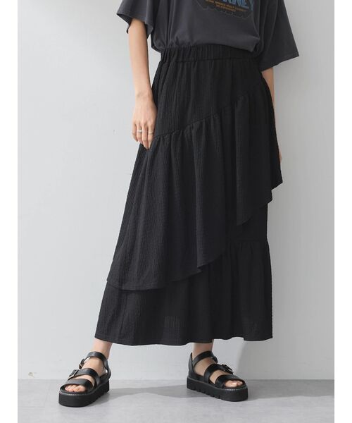 earth music&ecology(アースミュージックアンドエコロジー)の「カットティアードスカート(スカート・レディース・ブラック/ラベンダー/アイボリー・FREE)」の13枚目の写真