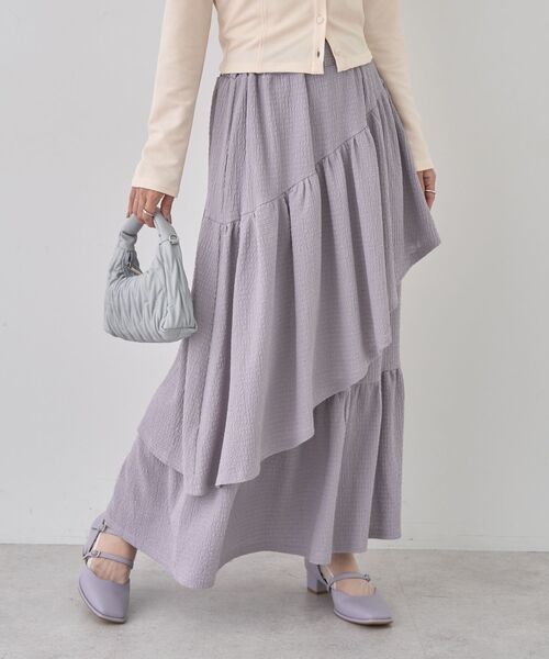 earth music&ecology(アースミュージックアンドエコロジー)の「カットティアードスカート(スカート・レディース・ブラック/ラベンダー/アイボリー・FREE)」の6枚目の写真