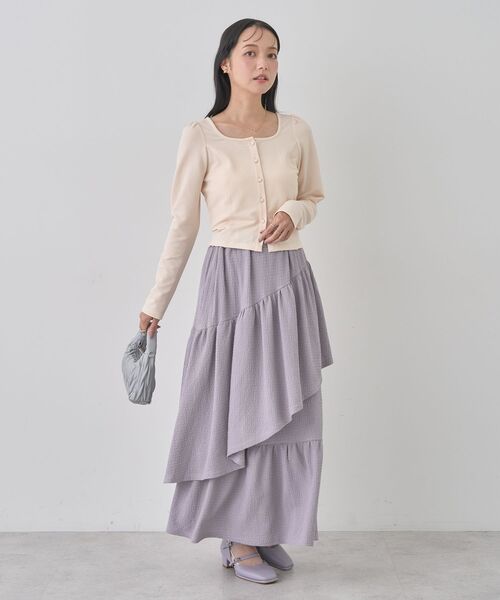 earth music&ecology(アースミュージックアンドエコロジー)の「カットティアードスカート(スカート・レディース・ブラック/ラベンダー/アイボリー・FREE)」の7枚目の写真