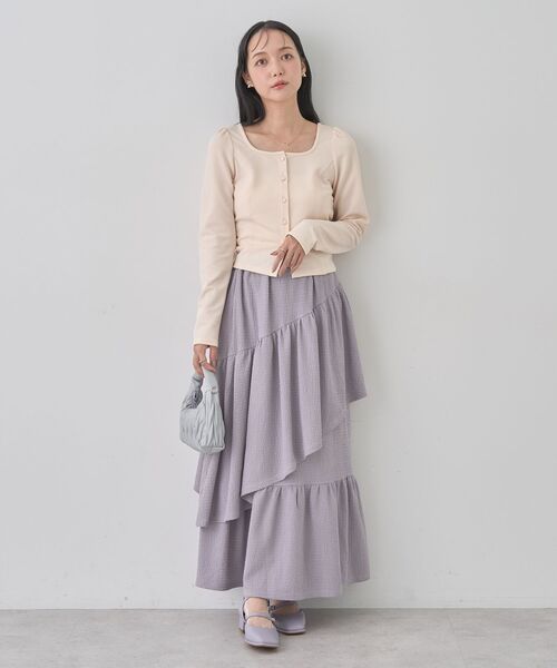 earth music&ecology(アースミュージックアンドエコロジー)の「カットティアードスカート(スカート・レディース・ブラック/ラベンダー/アイボリー・FREE)」の15枚目の写真