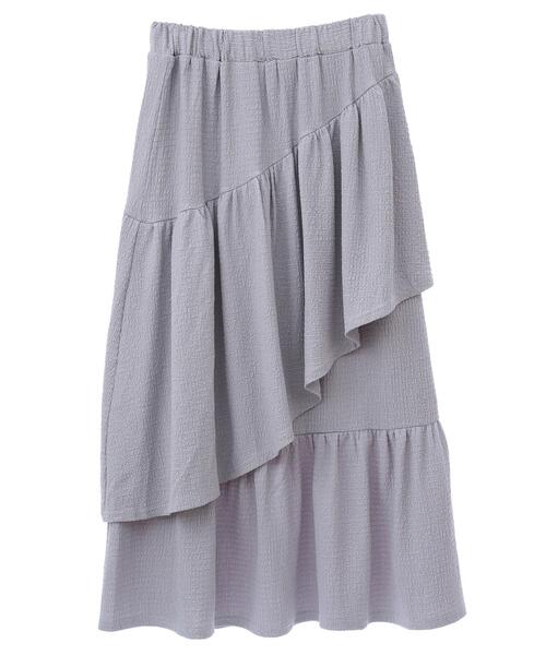 earth music&ecology(アースミュージックアンドエコロジー)の「カットティアードスカート(スカート・レディース・ブラック/ラベンダー/アイボリー・FREE)」の1枚目の写真