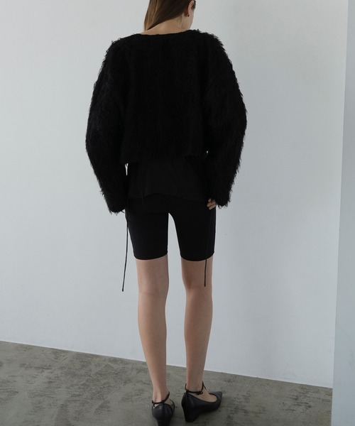 CLANE（クラネ）の「RIB STRIPE BIKER SHORTS（その他パンツ・レディース・ブラック/アイボリー・1/2）」の7枚目の写真