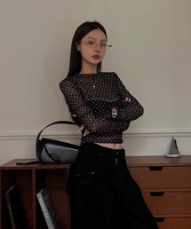 i-dare | 【i-dare】ドット 水玉 シースルー シアー メッシュ トップス(Tシャツ/カットソー)