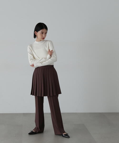 N.(N. Natural Beauty Basic)(エヌエヌナチュラルビューティーベーシック)の「総針ボトルネック長袖ニット(ニット/セーター・レディース・ブラウン/オレンジ/ブラック/オフホワイト・MEDIUM)」の16枚目の写真