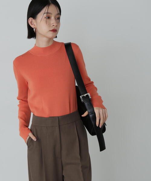 N.(N. Natural Beauty Basic)(エヌエヌナチュラルビューティーベーシック)の「総針ボトルネック長袖ニット(ニット/セーター・レディース・ブラウン/オレンジ/ブラック/オフホワイト・MEDIUM)」の1枚目の写真