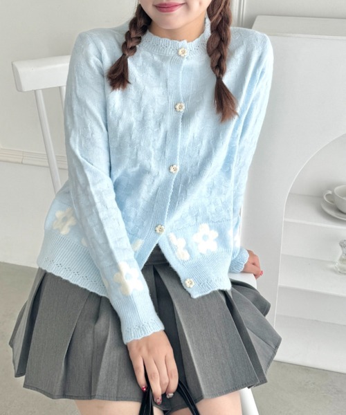 Loueme（ルエム）の「フラワージャガードカーディガン（カーディガン/ボレロ・レディース・レッド/ブラック/ライトブルー・FREE）」の19枚目の写真
