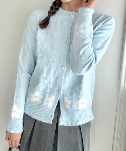 Loueme（ルエム）の「フラワージャガードカーディガン（カーディガン/ボレロ・レディース・レッド/ブラック/ライトブルー・FREE）」の17枚目の写真