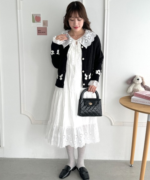 Loueme（ルエム）の「フラワージャガードカーディガン（カーディガン/ボレロ・レディース・レッド/ブラック/ライトブルー・FREE）」の14枚目の写真