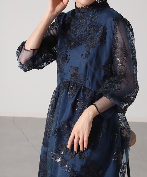 HUG.U（ハグユー）の「袖あり。ボレロ・ネックレス要らずな『結婚式ワンピ』（ワンピース・レディース・ネイビー/ラベンダー/ライトベージュ/ブラック・M/L/XL）」の22枚目の写真