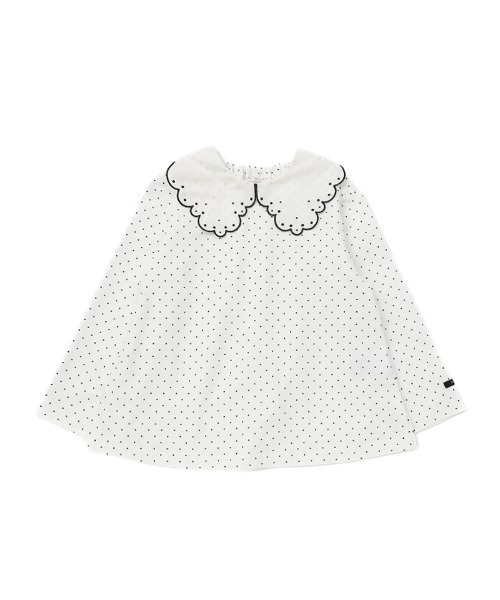 n.o.u.s(ノウズ)の「n.o.u.s スカラップ衿長袖Tシャツ(Tシャツ/カットソー・キッズ・オフホワイト/チャコールグレー・110cm/100cm/90cm/80cm/140cm/130cm/120cm)」の3枚目の写真