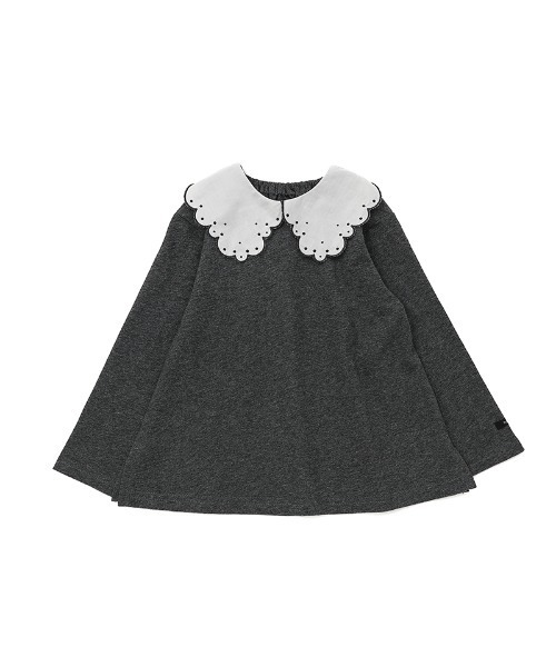 n.o.u.s(ノウズ)の「n.o.u.s スカラップ衿長袖Tシャツ(Tシャツ/カットソー・キッズ・オフホワイト/チャコールグレー・110cm/100cm/90cm/80cm/140cm/130cm/120cm)」の5枚目の写真