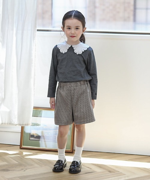 n.o.u.s(ノウズ)の「n.o.u.s スカラップ衿長袖Tシャツ(Tシャツ/カットソー・キッズ・オフホワイト/チャコールグレー・110cm/100cm/90cm/80cm/140cm/130cm/120cm)」の7枚目の写真