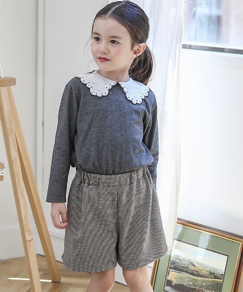 n.o.u.s(ノウズ)の「n.o.u.s スカラップ衿長袖Tシャツ(Tシャツ/カットソー・キッズ・オフホワイト/チャコールグレー・110cm/100cm/90cm/80cm/140cm/130cm/120cm)」の8枚目の写真