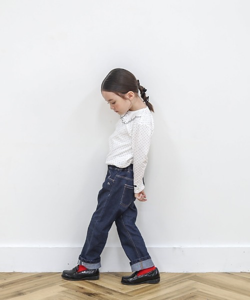 n.o.u.s(ノウズ)の「n.o.u.s スカラップ衿長袖Tシャツ(Tシャツ/カットソー・キッズ・オフホワイト/チャコールグレー・110cm/100cm/90cm/80cm/140cm/130cm/120cm)」の10枚目の写真