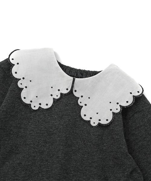 n.o.u.s(ノウズ)の「n.o.u.s スカラップ衿長袖Tシャツ(Tシャツ/カットソー・キッズ・オフホワイト/チャコールグレー・110cm/100cm/90cm/80cm/140cm/130cm/120cm)」の16枚目の写真