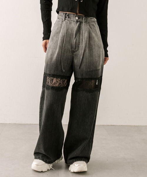 OLIVE des OLIVE(オリーブデオリーブ)の「レース切替デニムパンツ(デニムパンツ・レディース・ブルー/サックスブルー/ブラック・SMALL/MEDIUM)」の20枚目の写真