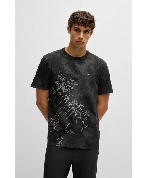 BOSS(ボス)の「デコラティブ リフレクタープリント コットンブレンド Tシャツ(Tシャツ/カットソー・メンズ・ホワイト/ブラック・M/XL/S/L/XXL/XXXL)」の2枚目の写真