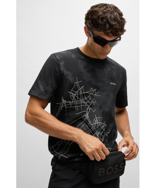 BOSS(ボス)の「デコラティブ リフレクタープリント コットンブレンド Tシャツ(Tシャツ/カットソー・メンズ・ホワイト/ブラック・M/XL/S/L/XXL/XXXL)」の7枚目の写真