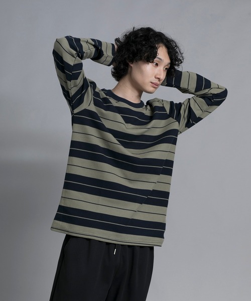 aimoha(アイモハ)の「aimoha men Striped Serenity Crewneck Sweater(スウェット・メンズ・ブルー/ブラック/グリーン・MEDIUM/LARGE/X-LARGE/XX-LARGE/XXX-LARGE)」の2枚目の写真