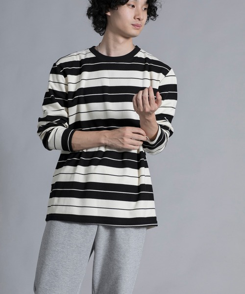 aimoha(アイモハ)の「aimoha men Striped Serenity Crewneck Sweater(スウェット・メンズ・ブルー/ブラック/グリーン・MEDIUM/LARGE/X-LARGE/XX-LARGE/XXX-LARGE)」の7枚目の写真