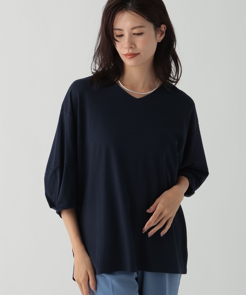 Elura（エルーラ）の「ドレスアップ袖コンVネックプルオーバー/144238（Tシャツ/カットソー・レディース・チャコールグレー/ネイビー/ホワイト・LARGE/MEDIUM）」の16枚目の写真