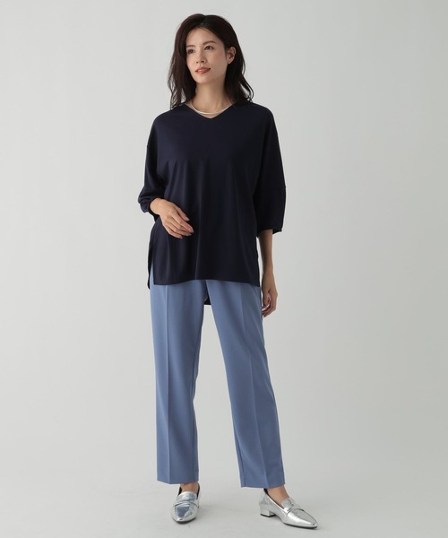 Elura（エルーラ）の「ドレスアップ袖コンVネックプルオーバー/144238（Tシャツ/カットソー・レディース・チャコールグレー/ネイビー/ホワイト・LARGE/MEDIUM）」の17枚目の写真