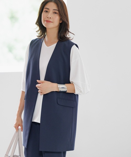 Elura（エルーラ）の「ドレスアップ袖コンVネックプルオーバー/144238（Tシャツ/カットソー・レディース・チャコールグレー/ネイビー/ホワイト・LARGE/MEDIUM）」の21枚目の写真