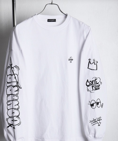 セール】おばけ刺繍 袖プリントロンTEE（Tシャツ/カットソー