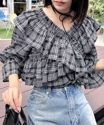 INGNI（イング）の「クロスフリルオフショルブラウス／B（シャツ/ブラウス）」