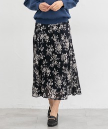 ブルマリン Blumarine 花柄 フレア ストレッチ ふんわり スカート 花柄」に該当するスカート（ブルー・ネイビー/青色系