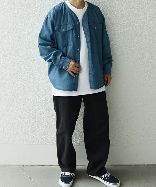 SHIPS any（シップス エニィ）の「SHIPS any: 〈洗濯機可能〉5oz ライト デニム ダブルポケット ワーク シャツ カーディガン（シャツ/ブラウス・メンズ・ライトブルー/ネイビー/ブルー・MEDIUM/LARGE/X-LARGE）」の4枚目の写真