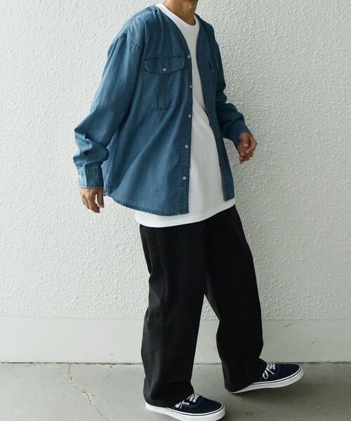 SHIPS any（シップス エニィ）の「SHIPS any: 〈洗濯機可能〉5oz ライト デニム ダブルポケット ワーク シャツ カーディガン（シャツ/ブラウス・メンズ・ライトブルー/ネイビー/ブルー・MEDIUM/LARGE/X-LARGE）」の5枚目の写真