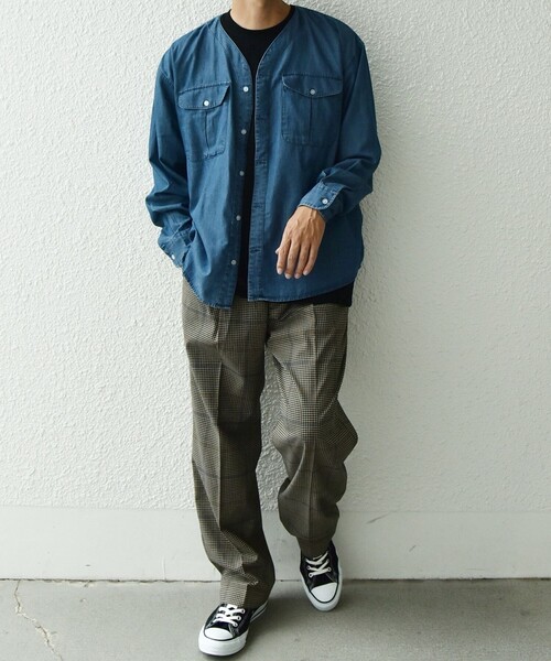 SHIPS any（シップス エニィ）の「SHIPS any: 〈洗濯機可能〉5oz ライト デニム ダブルポケット ワーク シャツ カーディガン（シャツ/ブラウス・メンズ・ライトブルー/ネイビー/ブルー・MEDIUM/LARGE/X-LARGE）」の9枚目の写真