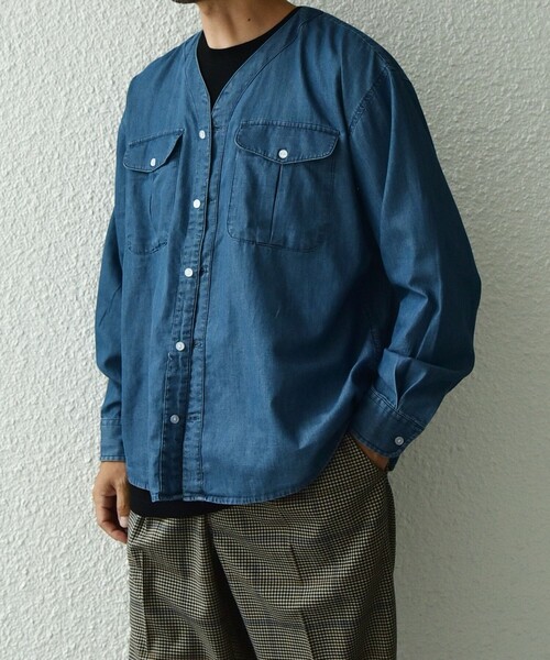 SHIPS any（シップス エニィ）の「SHIPS any: 〈洗濯機可能〉5oz ライト デニム ダブルポケット ワーク シャツ カーディガン（シャツ/ブラウス・メンズ・ライトブルー/ネイビー/ブルー・MEDIUM/LARGE/X-LARGE）」の12枚目の写真