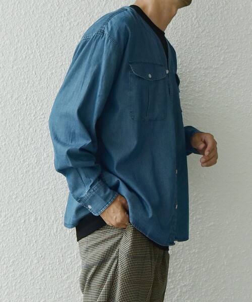 SHIPS any（シップス エニィ）の「SHIPS any: 〈洗濯機可能〉5oz ライト デニム ダブルポケット ワーク シャツ カーディガン（シャツ/ブラウス・メンズ・ライトブルー/ネイビー/ブルー・MEDIUM/LARGE/X-LARGE）」の13枚目の写真