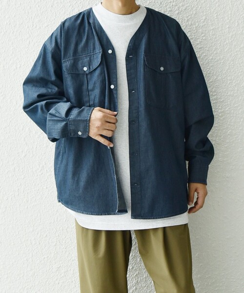 SHIPS any（シップス エニィ）の「SHIPS any: 〈洗濯機可能〉5oz ライト デニム ダブルポケット ワーク シャツ カーディガン（シャツ/ブラウス・メンズ・ライトブルー/ネイビー/ブルー・MEDIUM/LARGE/X-LARGE）」の16枚目の写真