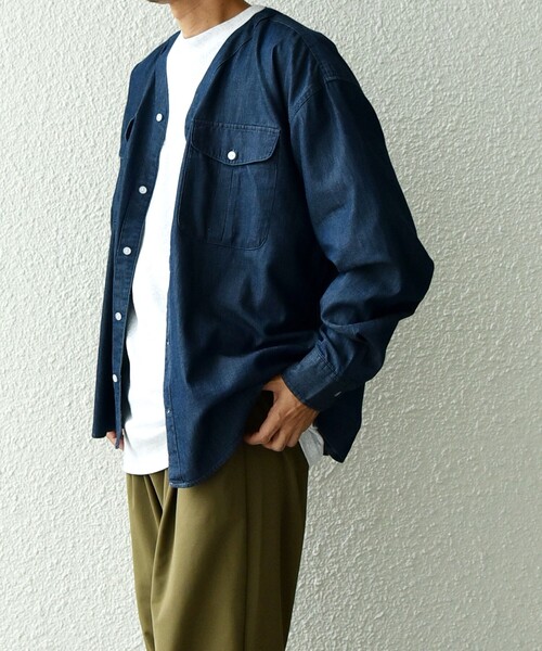 SHIPS any（シップス エニィ）の「SHIPS any: 〈洗濯機可能〉5oz ライト デニム ダブルポケット ワーク シャツ カーディガン（シャツ/ブラウス・メンズ・ライトブルー/ネイビー/ブルー・MEDIUM/LARGE/X-LARGE）」の17枚目の写真