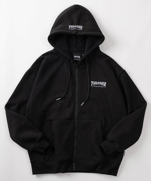 THRASHER(スラッシャー)の「【70】【THRASHER/スラッシャー】フロント&フード ワンポイント刺繍 裏起毛 ジップパーカー(パーカー・メンズ・ネイビー/アッシュグレー/グリーン/ホワイト/ブラック/ライトグレー系/ブラック系/ホワイト系/ブラウン系/ワイン系・M/L)」の5枚目の写真