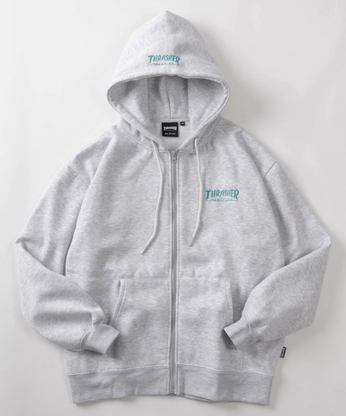 THRASHER(スラッシャー)の「【70】【THRASHER/スラッシャー】フロント&フード ワンポイント刺繍 裏起毛 ジップパーカー(パーカー・メンズ・ネイビー/アッシュグレー/グリーン/ホワイト/ブラック/ライトグレー系/ブラック系/ホワイト系/ブラウン系/ワイン系・M/L)」の7枚目の写真