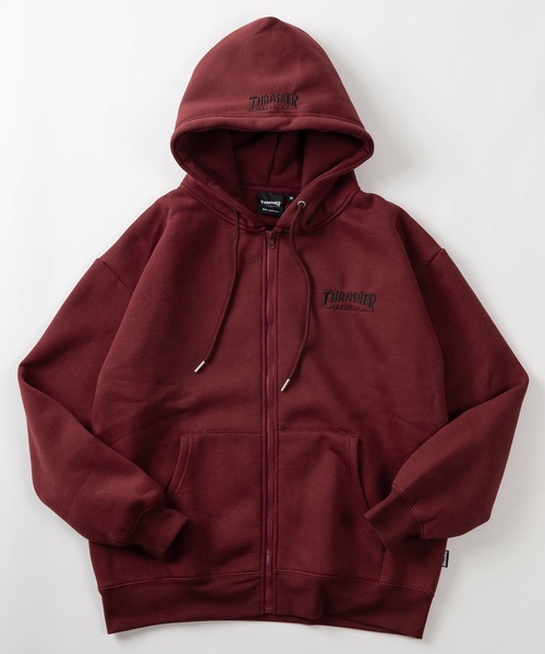 THRASHER(スラッシャー)の「【70】【THRASHER/スラッシャー】フロント&フード ワンポイント刺繍 裏起毛 ジップパーカー(パーカー・メンズ・ネイビー/アッシュグレー/グリーン/ホワイト/ブラック/ライトグレー系/ブラック系/ホワイト系/ブラウン系/ワイン系・M/L)」の10枚目の写真