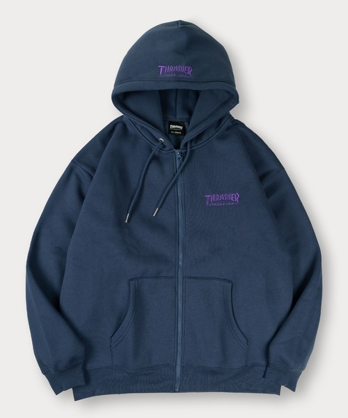 THRASHER(スラッシャー)の「【70】【THRASHER/スラッシャー】フロント&フード ワンポイント刺繍 裏起毛 ジップパーカー(パーカー・メンズ・ネイビー/アッシュグレー/グリーン/ホワイト/ブラック/ライトグレー系/ブラック系/ホワイト系/ブラウン系/ワイン系・M/L)」の9枚目の写真