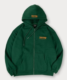 【70】【THRASHER/スラッシャー】フロント&フード ワンポイント刺繍 裏起毛 ジップパーカー