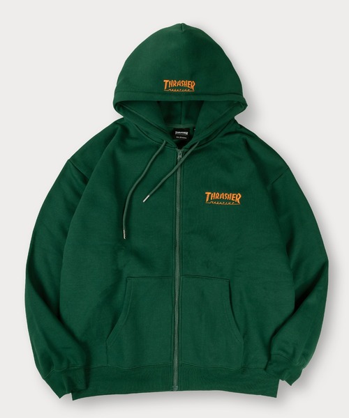 THRASHER(スラッシャー)の「【70】【THRASHER/スラッシャー】フロント&フード ワンポイント刺繍 裏起毛 ジップパーカー(パーカー・メンズ・ネイビー/アッシュグレー/グリーン/ホワイト/ブラック/ライトグレー系/ブラック系/ホワイト系/ブラウン系/ワイン系・M/L)」の8枚目の写真