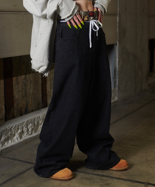 sedacle(セダクル)の「レイヤード風デニム(デニムパンツ・メンズ・ブラック/インディゴブルー・SMALL/MEDIUM/LARGE)」の1枚目の写真