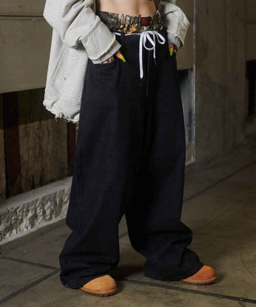 sedacle(セダクル)の「レイヤード風デニム(デニムパンツ・メンズ・ブラック/インディゴブルー・SMALL/MEDIUM/LARGE)」の5枚目の写真