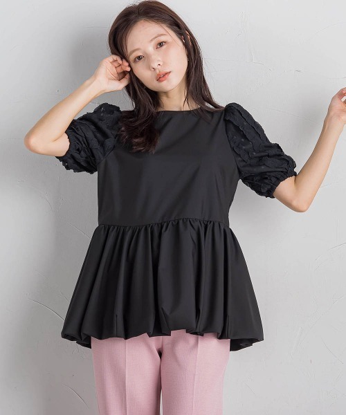 【セール】袖チュールバルーンチュニック≪洗濯機で洗える≫（チュニック）｜QUEENS COURT（クイーンズコート）