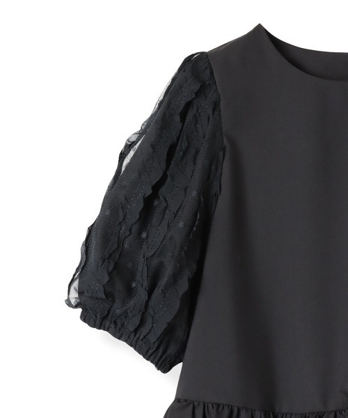 QUEENS COURT（クイーンズコート）の「袖チュールバルーンチュニック≪洗濯機で洗える≫（チュニック・レディース・ホワイト/グリーン/ブラック・M）」の19枚目の写真