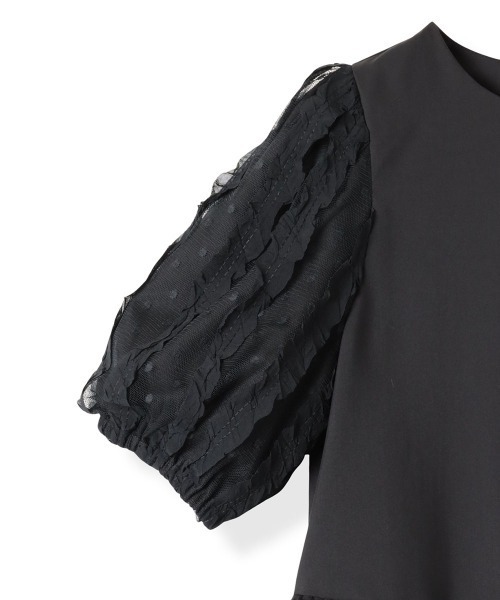 QUEENS COURT（クイーンズコート）の「袖チュールバルーンチュニック≪洗濯機で洗える≫（チュニック・レディース・ホワイト/グリーン/ブラック・M）」の21枚目の写真